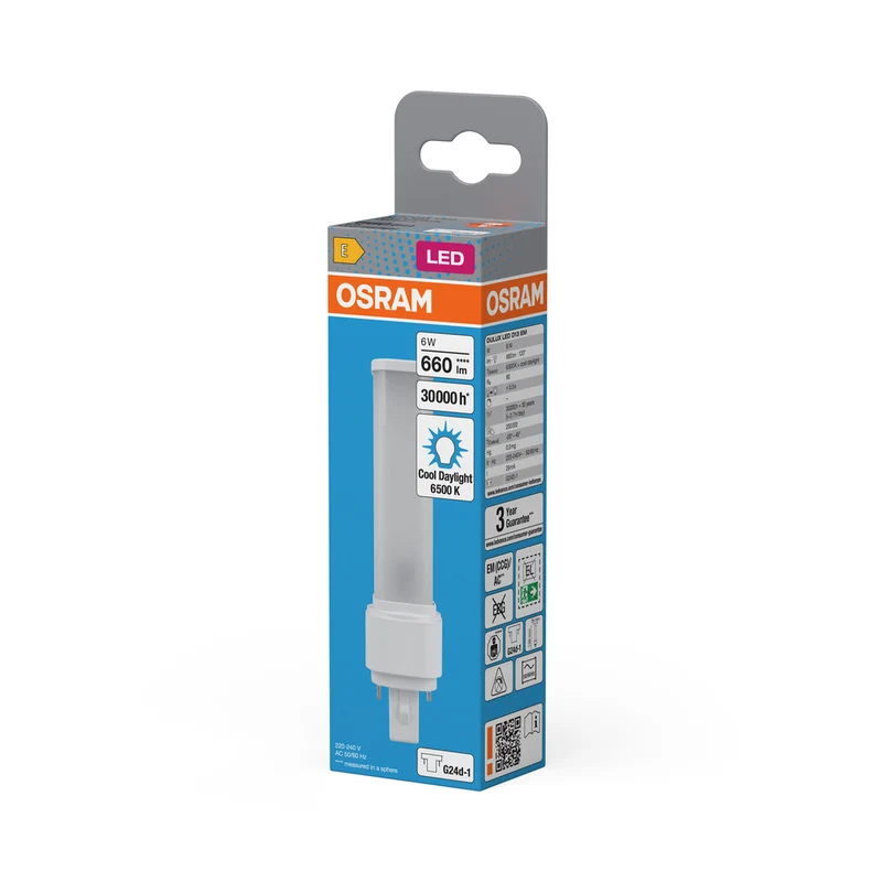 OSRAM DULUX LED D13 EM & AC MAINS Stablampe, 6W, 6500K, Kaltweiß, G24D-1