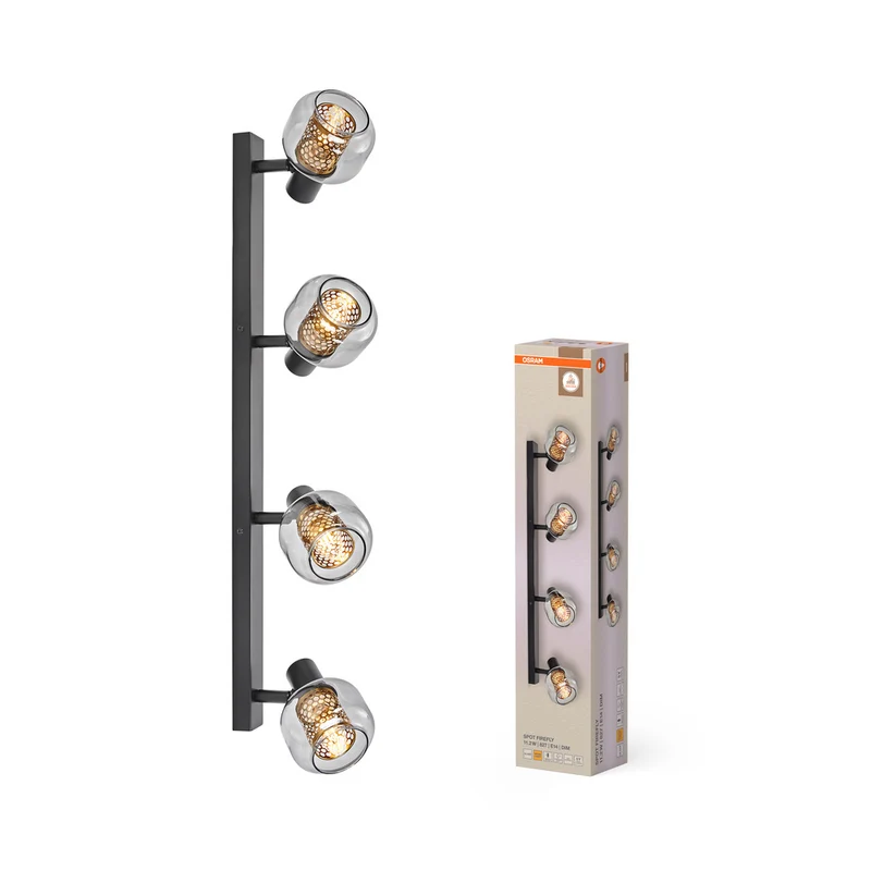 OSRAM DECOR Spot Firefly Deckenleuchte, OSRAM Lampe inklusive, schwarz, 4 x 2.8W, E14