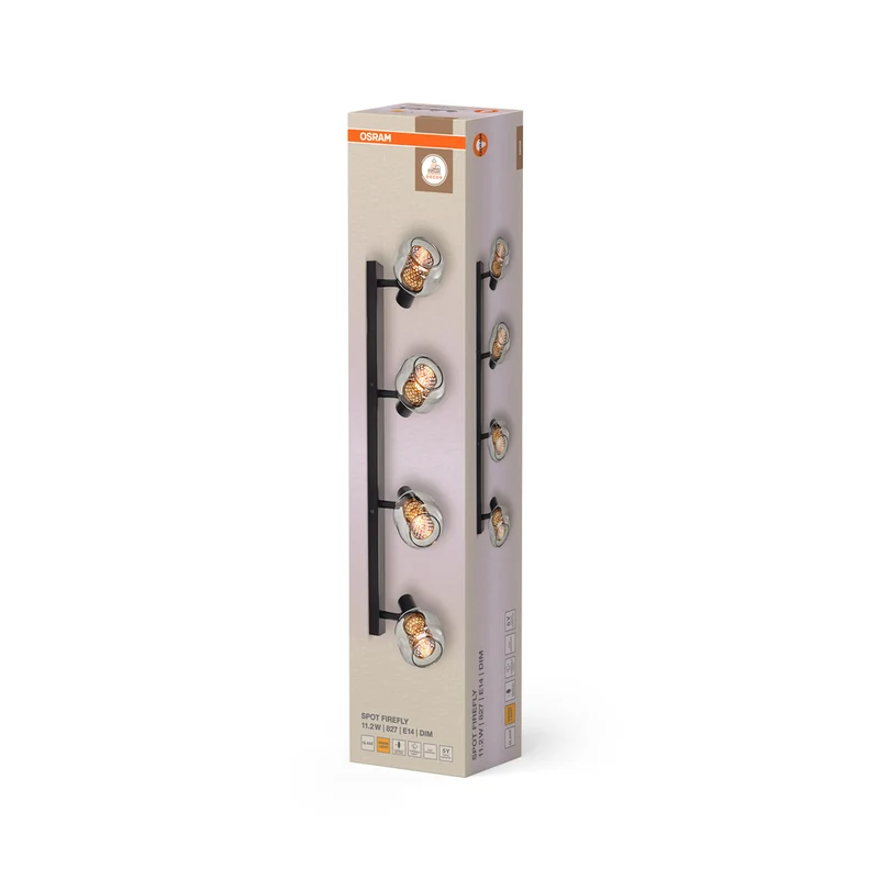 OSRAM DECOR Spot Firefly Deckenleuchte, OSRAM Lampe inklusive, schwarz, 4 x 2.8W, E14