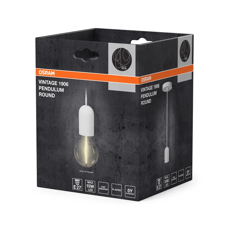OSRAM Vintage 1906® Pendelleuchte ROUND PLASTER E27, weiß
