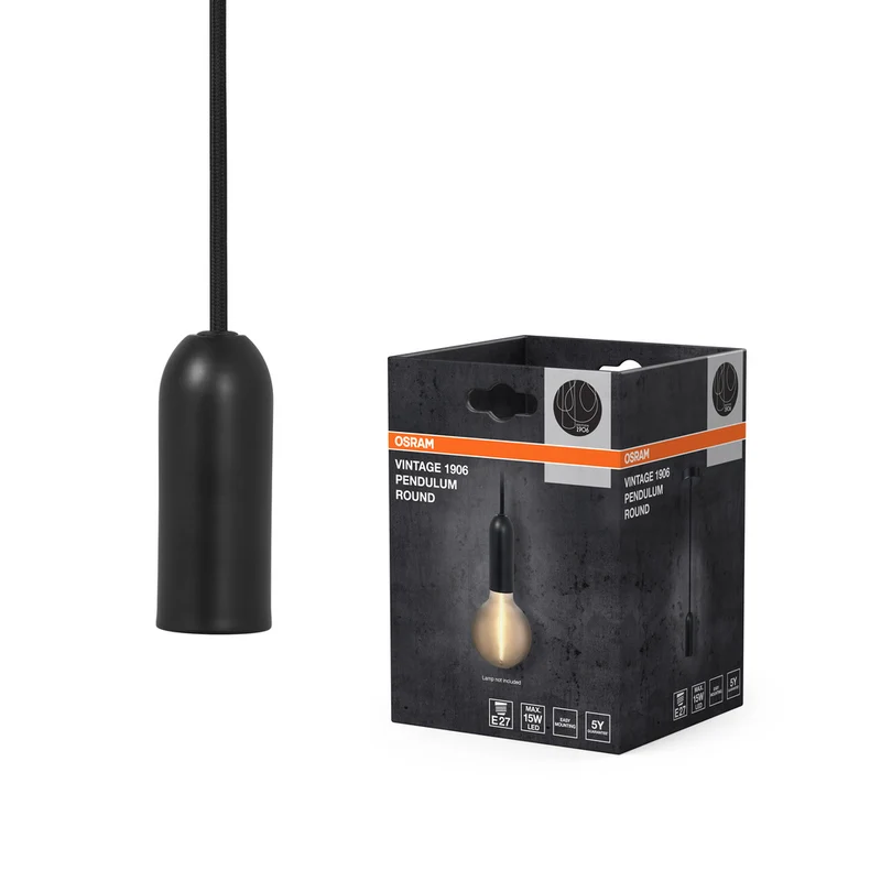 OSRAM Vintage 1906® Pendelleuchte ROUND E27, schwarz