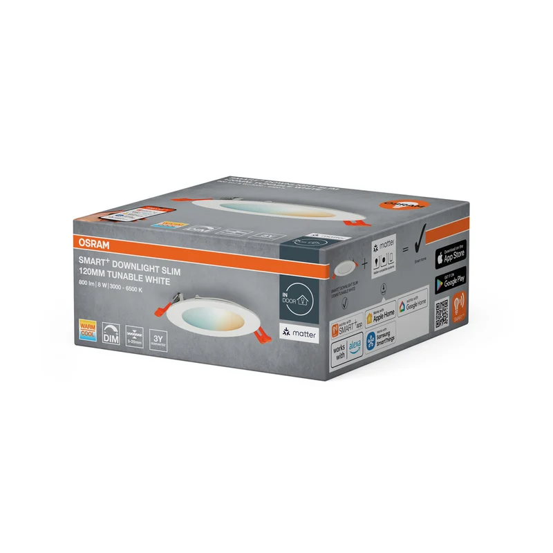 OSRAM Matter SMART+ RECESS SLIM DOWNLIGHT Ø 120mm TW 8W Tunable White, 3000…6500K