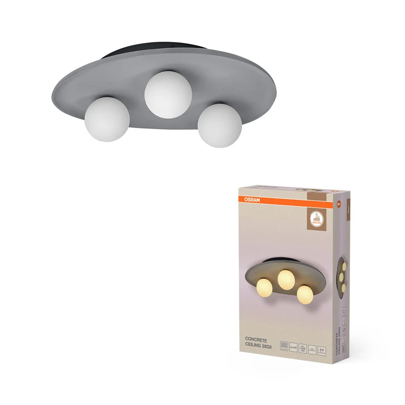 OSRAM DECOR Concrete Nest Deckenleuchte Grau, 3-flammig, G9