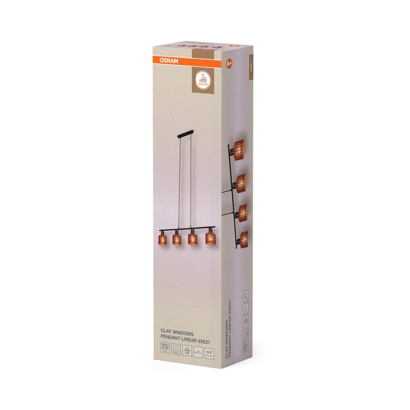 OSRAM DECOR Clay Windows Pendant Pendelleuchte LN 4xE27 Brown