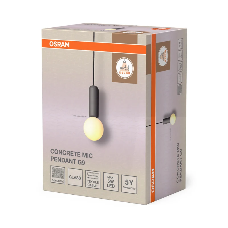 OSRAM DECOR Concrete Mic Pendelleuchte 1xG9 Dunkelgrau