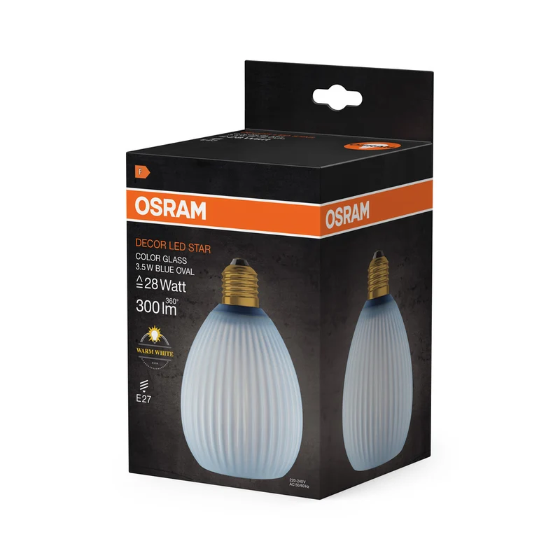 OSRAM DECOR LED-Lampe farbiges Glas oval blau