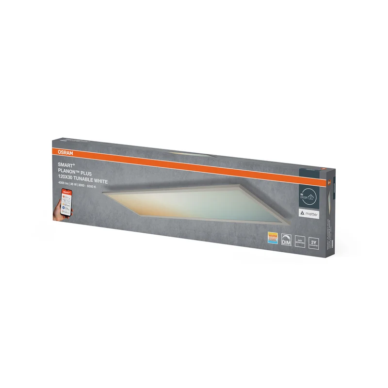 OSRAM Matter SMART+ PLANON PLUS LED Panel, 3000-6500K, 1200mm x 300mm, Google und Alexa Voice Control, Tunable White