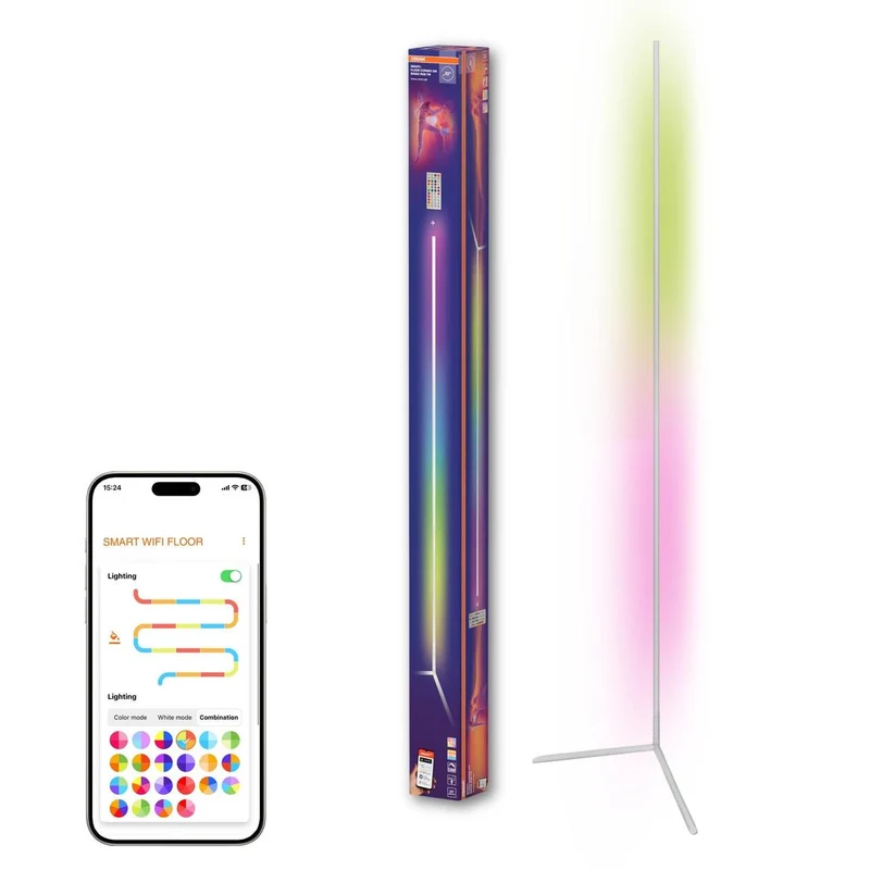OSRAM Matter SMART+ Floor Corner Slim Stehlampe, mit Fernbedienung, Weiß, 2000 mm, RGB + Tunable White (TW)
