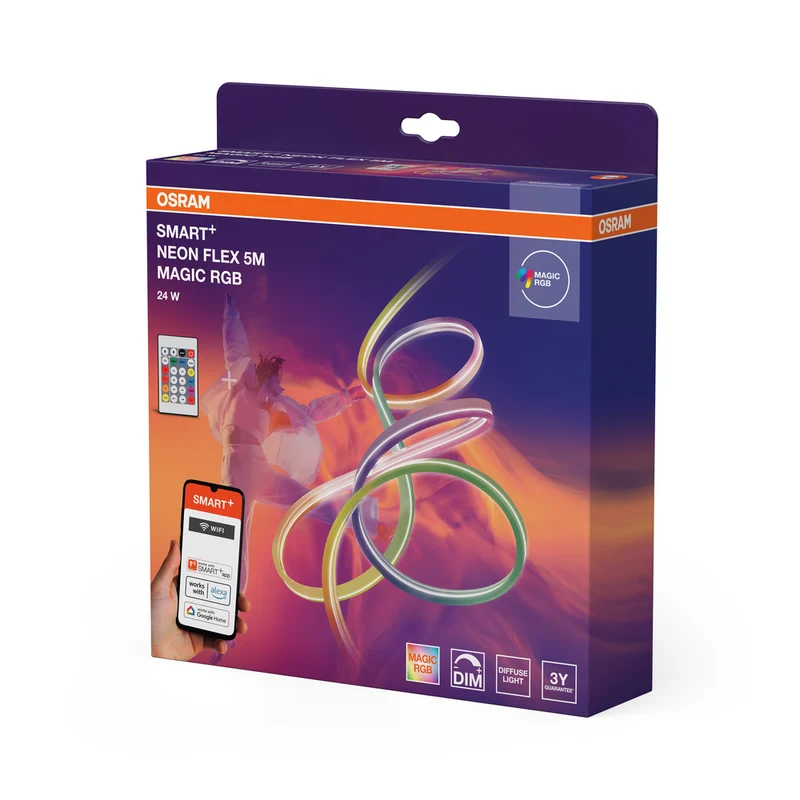 OSRAM Wifi SMART+ NEON FLEX MAGIC RGB LED-Lichtstreifen, 5m, 24W, mit Fernbedienung