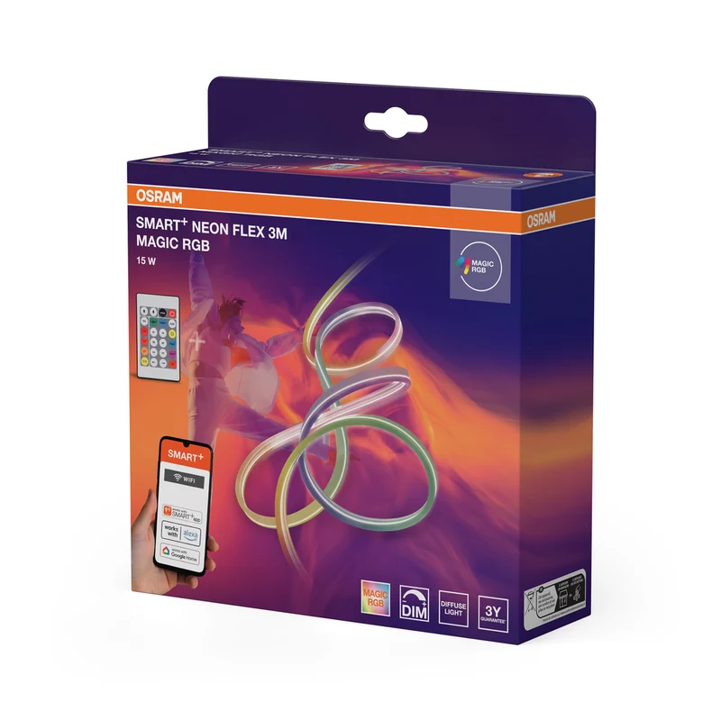 OSRAM Wifi SMART+ NEON FLEX MAGIC RGB LED-Lichtstreifen, 3m, 15W, mit Fernbedienung