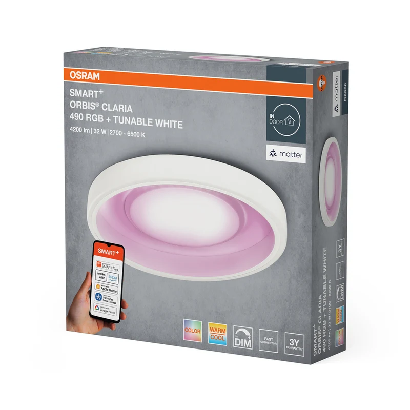 OSRAM Matter SMART+-Deckenleuchte Claria 32W, 4200lm, 490mm