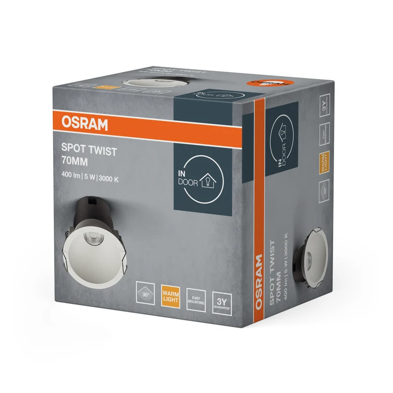 OSRAM SPOT TWIST Downlight Ø 70mm, weiß, 5W, 400lm, 830 WT