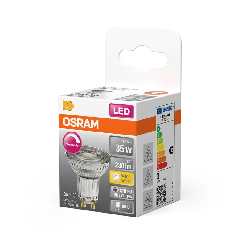 OSRAM Superstar Reflektorlampe, klares Glas ,Warmweiß (2700K), 230 Lumen, Ersatz für herkömmliche 35W-Leuchtmittel, dimmbar GU10