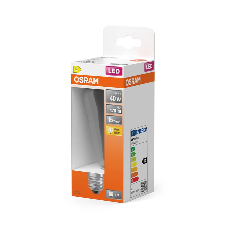 OSRAM LED Lampe LED Retrofit CLASSIC ST 4W 827 Clear E27, 470 lm, 2700 K, Warmweiß