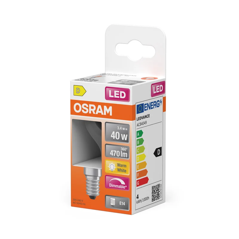 OSRAM Retrofit Classic P LED Lampe dimmbar (ex 40W) 5W / 2700K Warmweiß E14