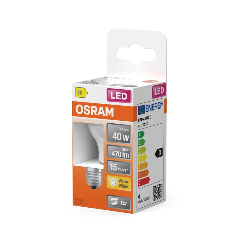 OSRAM LED Retrofit Classic P LED Lampe matt (ex 40W) 4W / 2700K Warmweiß E27