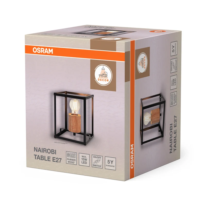 OSRAM DECOR Nairobi Tischleuchte, schwarz, E27-Sockel
