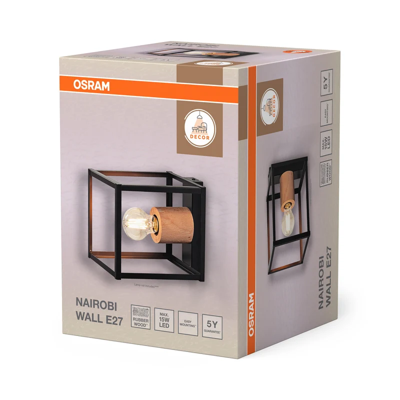 OSRAM DECOR Nairobi Wandleuchte, schwarz, E27-Sockel