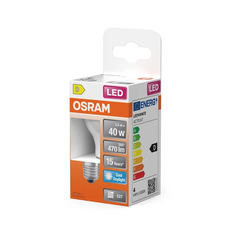 OSRAM Retrofit Classic P Cool Daylight LED Lampe (ex 40W) 4,5W / 6500K Kaltweiß E27