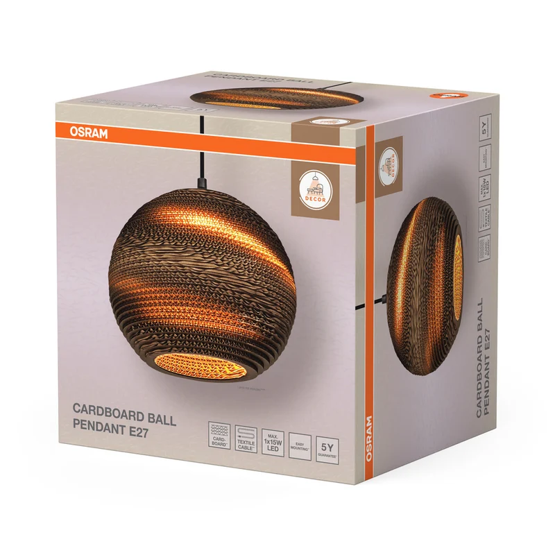 OSRAM DECOR Pendelleuchte Decor Cardboard Ball braun, E27