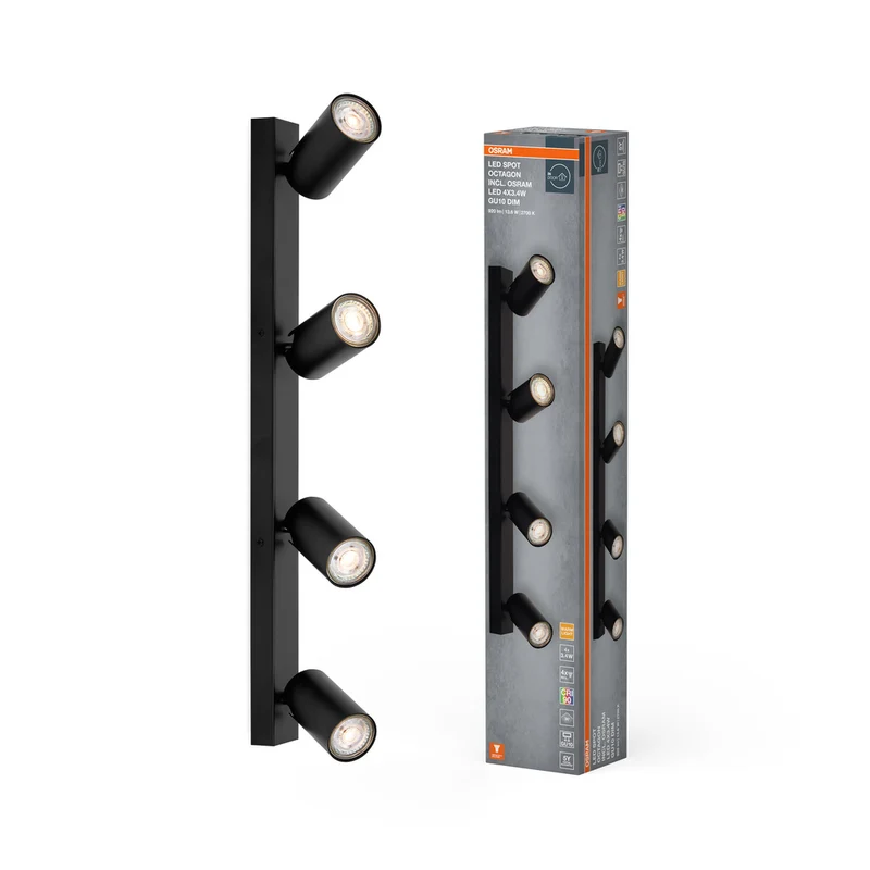 OSRAM LED SPOT OCTAGON Deckenleuchte 4 x 3,4W, GU10, 920lm, schwarz