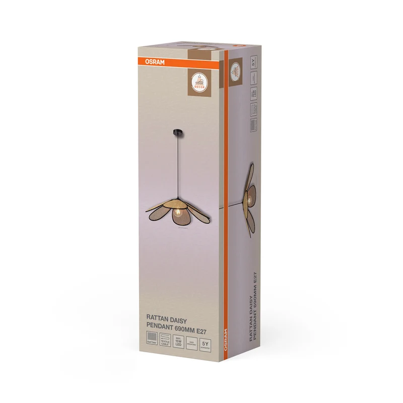OSRAM DECOR Rattan Daisy Pendelleuchte E27 Braun