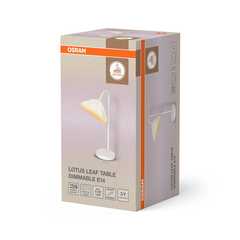 OSRAM DECOR Tischleuchte Decor Lotus Leaf weiß, E14, dimmbar