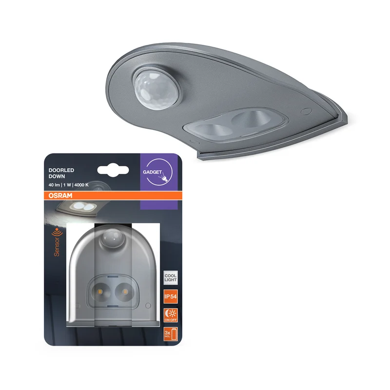 OSRAM Door LED batteriebetriebene Außenwandleuchte IP54 mit Sensor