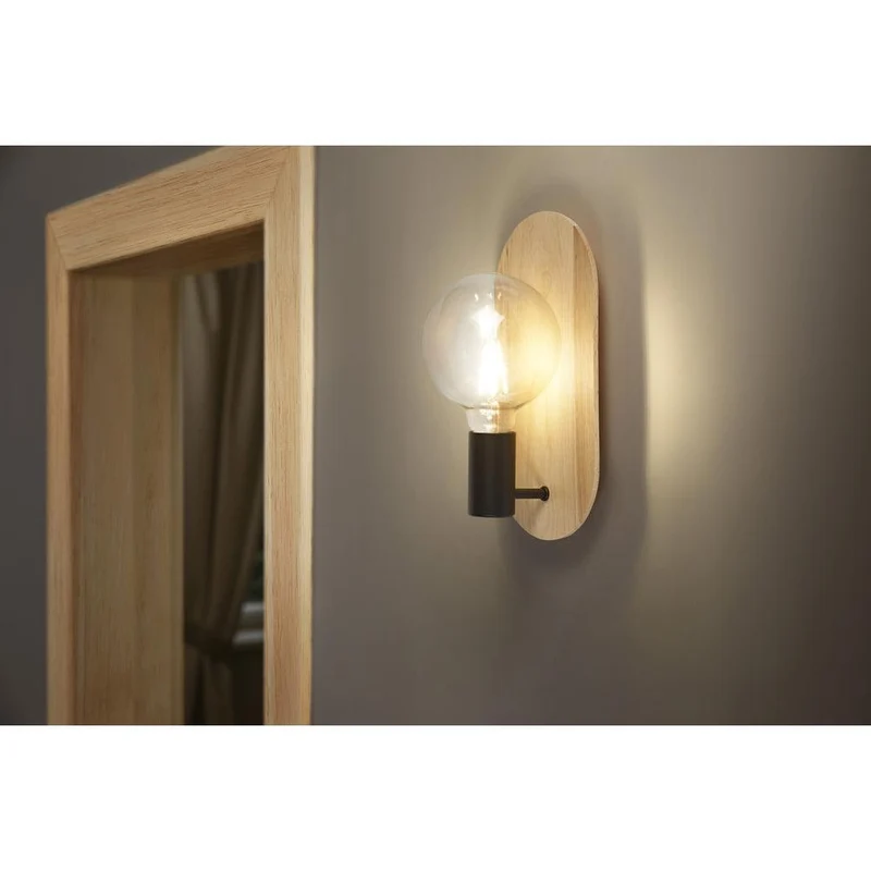 OSRAM DECOR Wood Wall Wandleuchte, schwarz/holz, E27