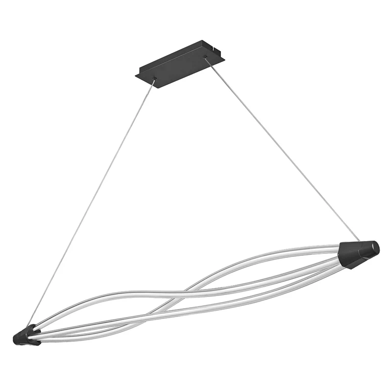 LEDVANCE Decor Swirl Pendelleuchte aus geschwungenem Polycarbonat mit LED und Filament-Design, 22 W, 2400 lm, 3000 K, 830 warmweiß, Click dimmbar, dunkelgrau, Kunststoff (PC), IP 20