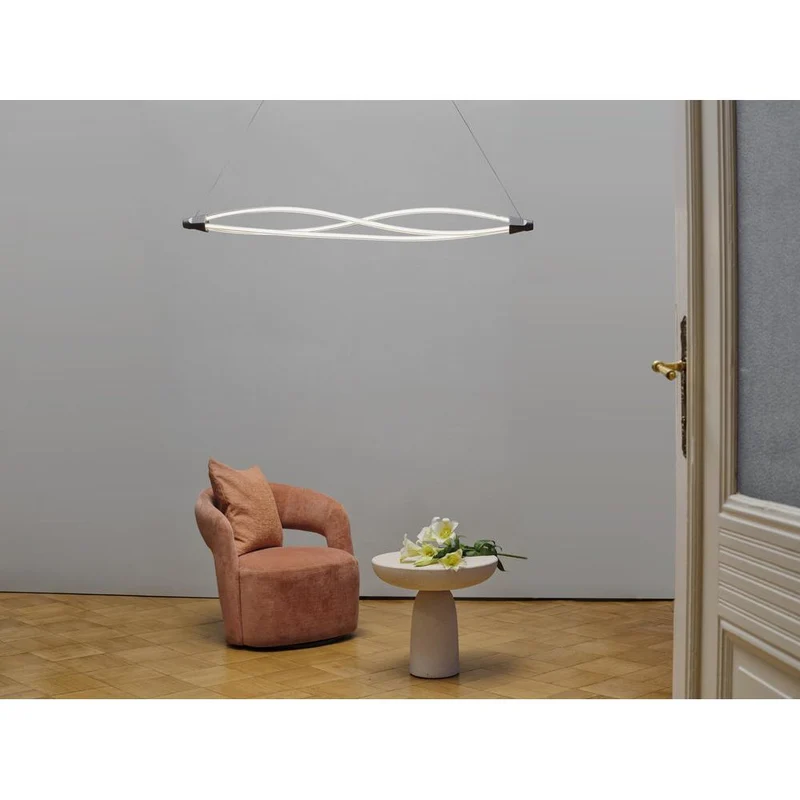 LEDVANCE Decor Swirl Pendelleuchte aus geschwungenem Polycarbonat mit LED und Filament-Design, 22 W, 2400 lm, 3000 K, 830 warmweiß, Click dimmbar, dunkelgrau, Kunststoff (PC), IP 20