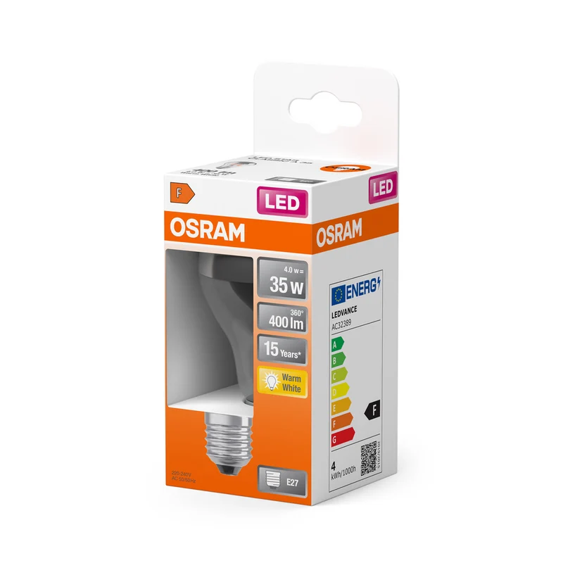OSRAM LED Lampe LED Retrofit CLASSIC A Mirror 4W 827 Clear E27 Silver, 400 lm, 2700 K, Warmweiß