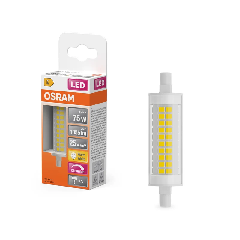OSRAM LED LINE LED Lampe R7S DIM 9.5W 827 Clear R7s, 1055 lm, 2700 K, Warmweiß