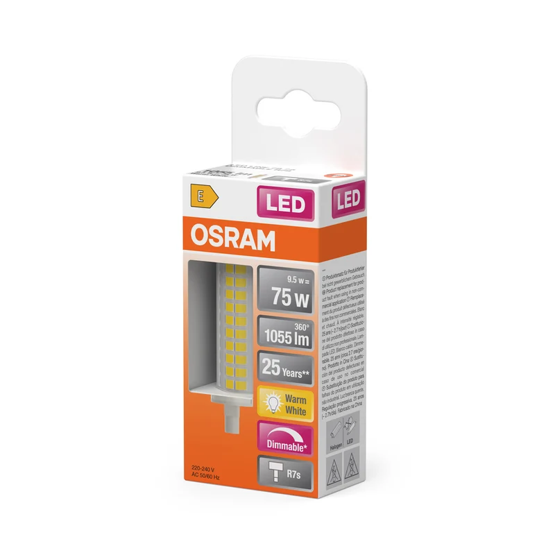 OSRAM LED LINE LED Lampe R7S DIM 9.5W 827 Clear R7s, 1055 lm, 2700 K, Warmweiß
