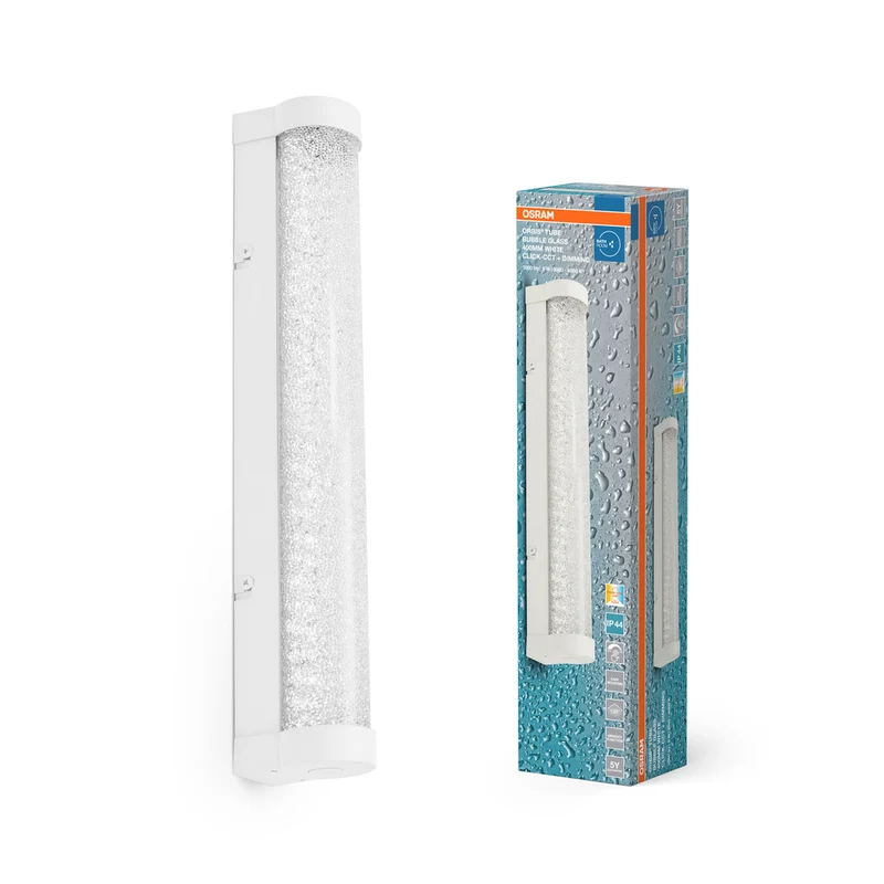 OSRAM ORBIS Tube Badezimmer Spiegel-/Wandleuchte Blasen-Glas 9W 40cm dimmbar weiß