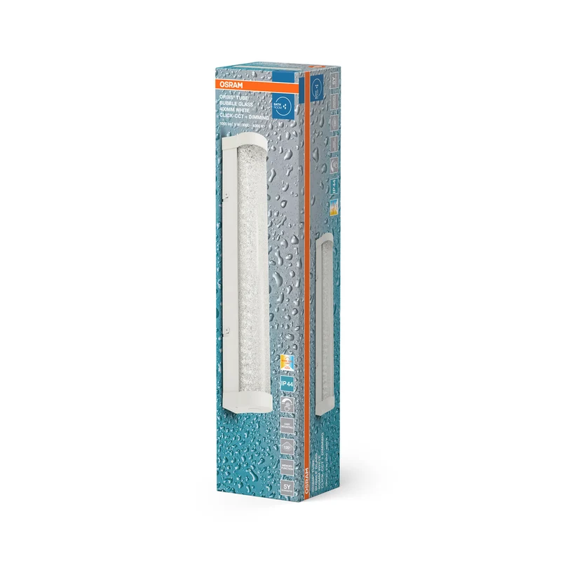 OSRAM ORBIS Tube Badezimmer Spiegel-/Wandleuchte Blasen-Glas 9W 40cm dimmbar weiß