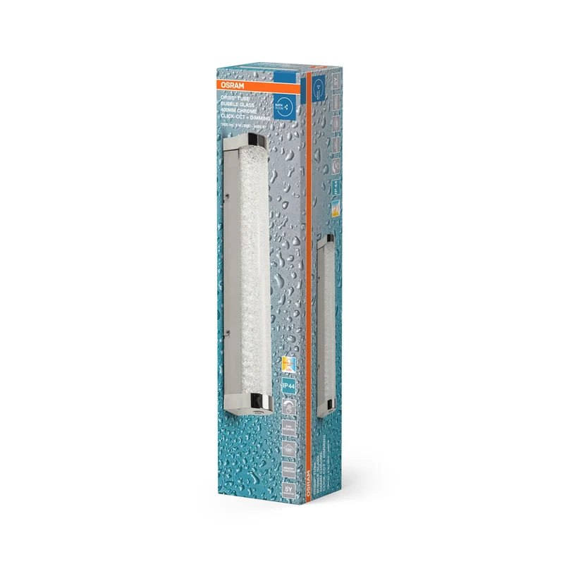OSRAM ORBIS Tube Badezimmer Spiegel-/Wandleuchte Blasen-Glas 9W 40cm Chrom