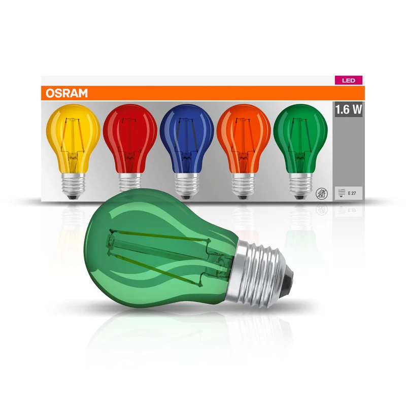 OSRAM LED Lampe LED STAR DÉCOR CLASSIC A 2.5W 827 E27, Kaltweiß 5er Pack, verschiedene Farben