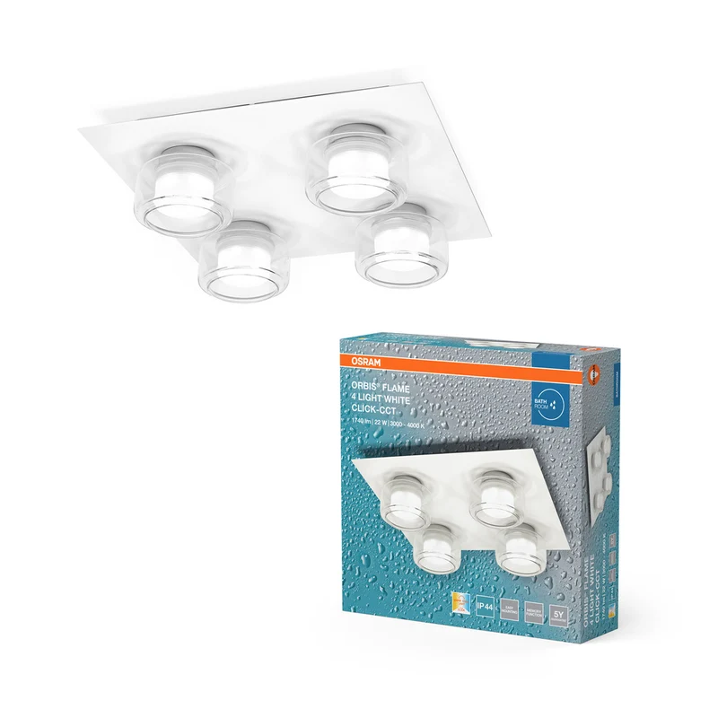 OSRAM ORBIS Flame Wand/Decke 22W Click CCT IP44 weiß