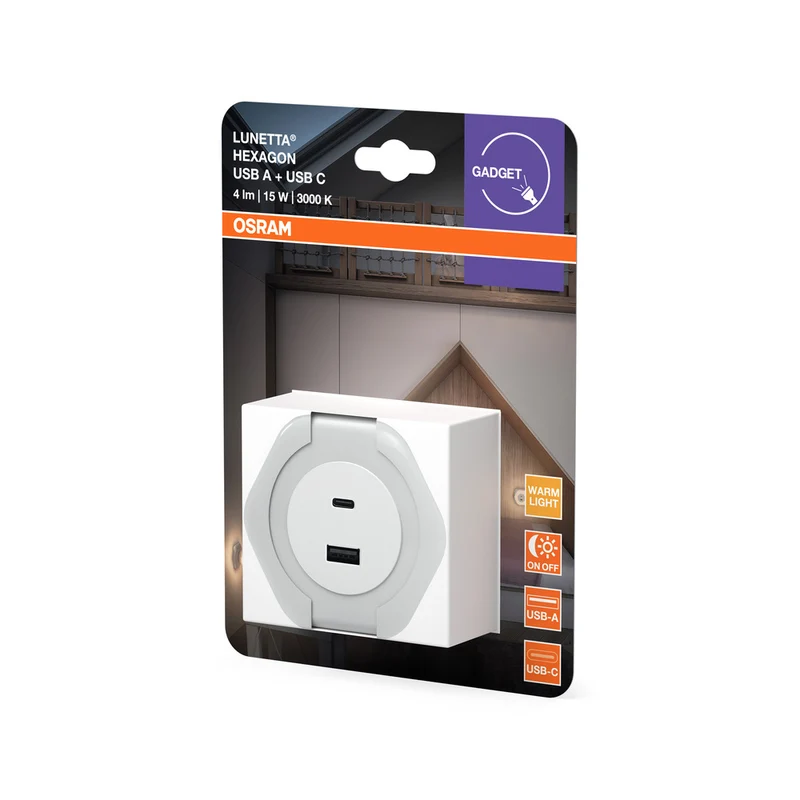 OSRAM LUNETTA HEXAGON Steckdosen-Nachtlicht, 5W, 5lm