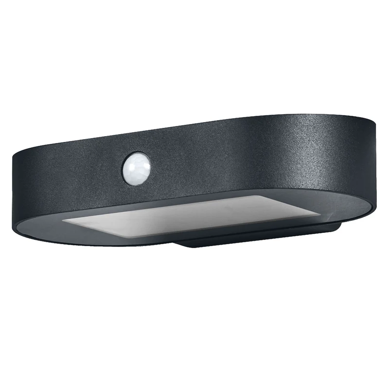 OSRAM ENDURA Style Kleine Oval Solar-Wandleuchte, warmweißes Licht (3000K), integrierter Sensor, ohne Strom nutzbar, lange Laufzeit: 30 Mal 60 Sekunden im PIR Modus, Schutzklasse IP44, schwarz