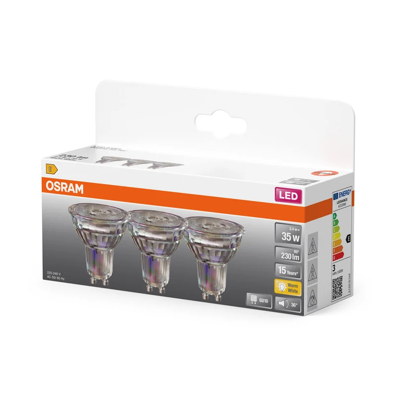 OSRAM LED Reflektor Lampe LED STAR PAR16 2.6W 827 GU10, 230 lm, 2700 K, Warmweiß, 3er Pack