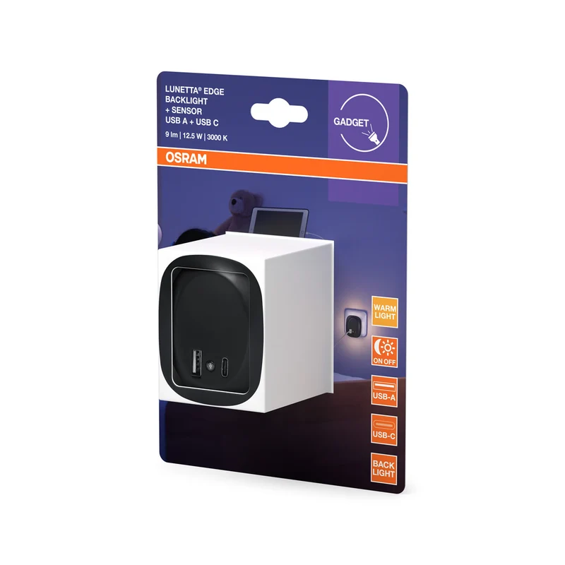 OSRAM LUNETTA EDGE Steckdosen-Nachtlicht, 0,35W, 10lm, schwarz