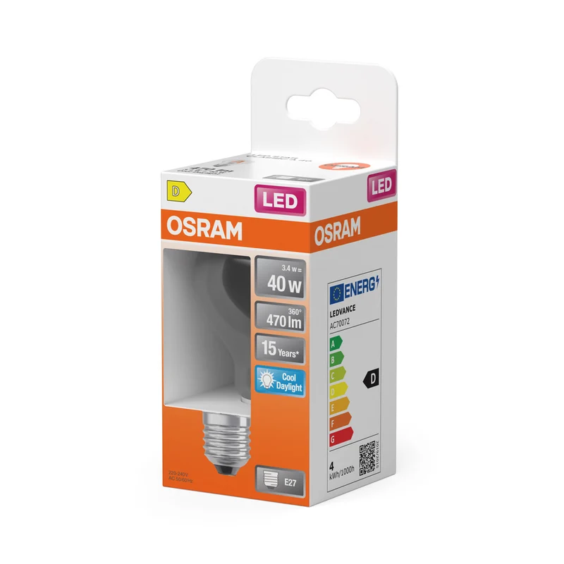 OSRAM LED Retrofit Classic A Lampe klar (ex 40W) 4,5W / 6500K Kaltweiß E27