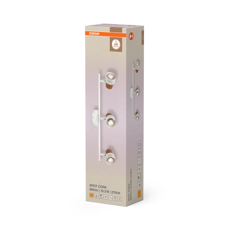 OSRAM DECOR SPOT CORK Deckenleuchte, 3 x 3,4W, 690lm, weiß
