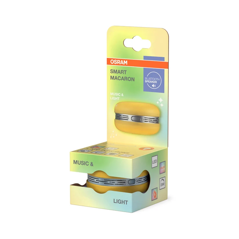OSRAM Bluetooth SMART+ Macaron Lautsprecher mit Bewegungssteuerung, LED-Licht RGB, Gelb