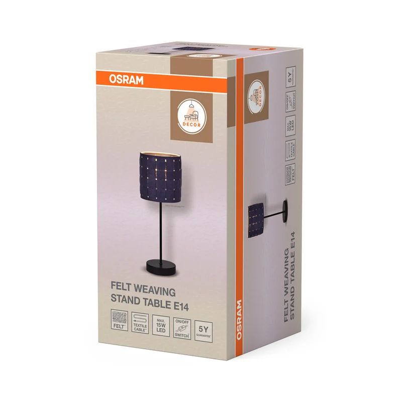 OSRAM DECOR Tischleuchte Decor Felt Weaving Stand grau, E14
