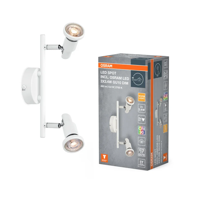 OSRAM LED SPOT GU10 Deckenleuchte 2 x 3,4W, 460lm, weiß
