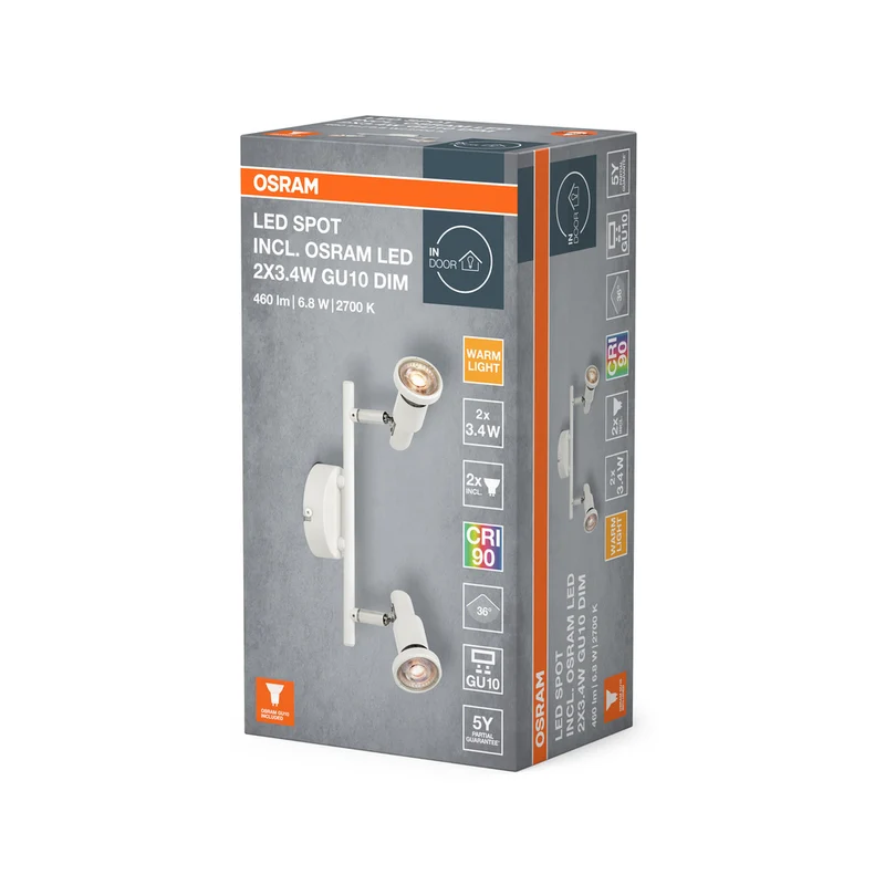 OSRAM LED SPOT GU10 Deckenleuchte 2 x 3,4W, 460lm, weiß