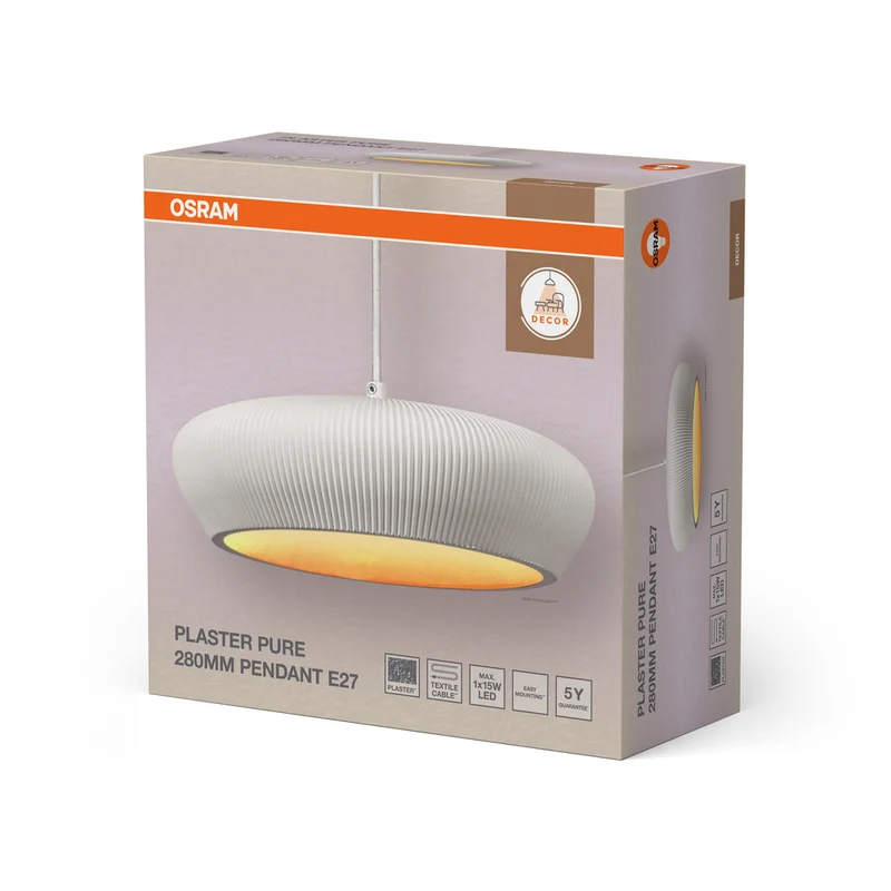 OSRAM DECOR Plaster Gips-Leuchte Pendelleuchte, E27, 283 mm